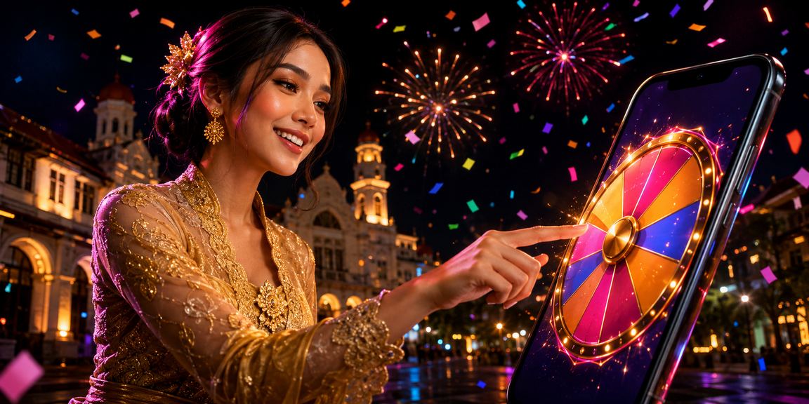 Meja roulette dengan pencahayaan neon modern di kasino online halojp